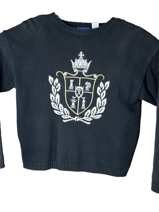 EP Pro Sweaters - EP Pro Pullover Sweater Womens M Black with Embroidery Golf Crown Coat of Arms